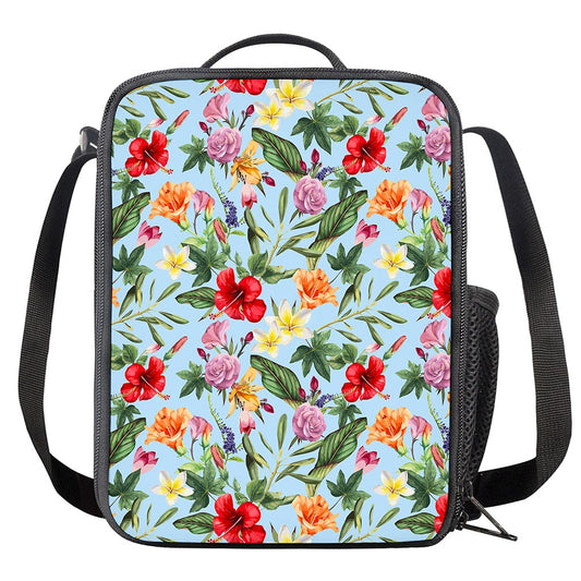 Hibiscus Flower Floral Pattern Print Crossbody Lunch Bag