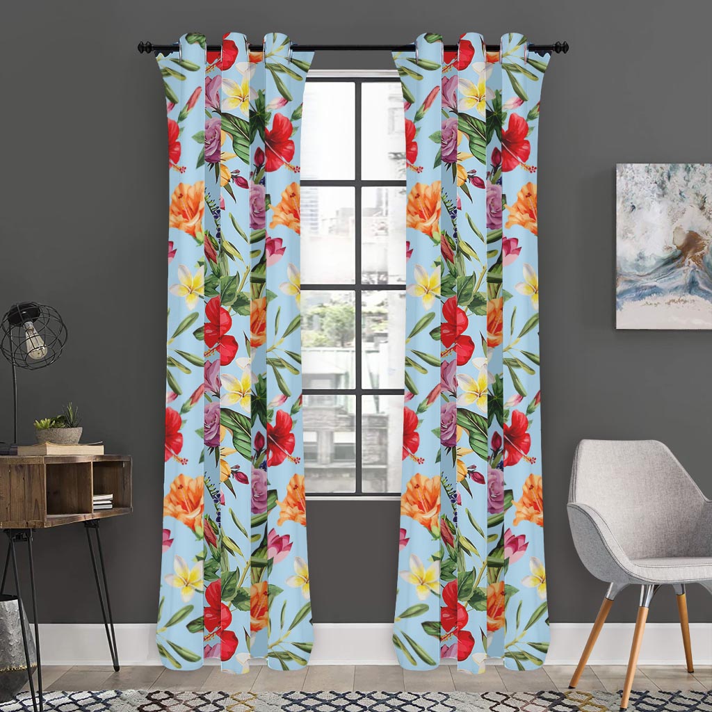 Hibiscus Flower Floral Pattern Print Curtain