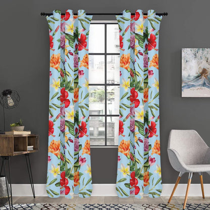 Hibiscus Flower Floral Pattern Print Curtain