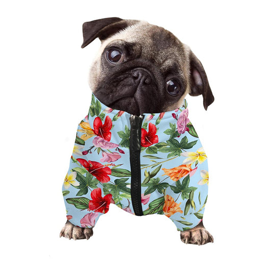 Hibiscus Flower Floral Pattern Print Dog Zip Up Jacket
