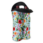 Hibiscus Flower Floral Pattern Print Double Neoprene Wine Tote