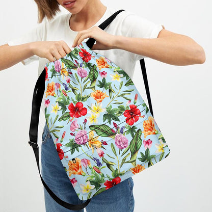 Hibiscus Flower Floral Pattern Print Drawstring Backpack