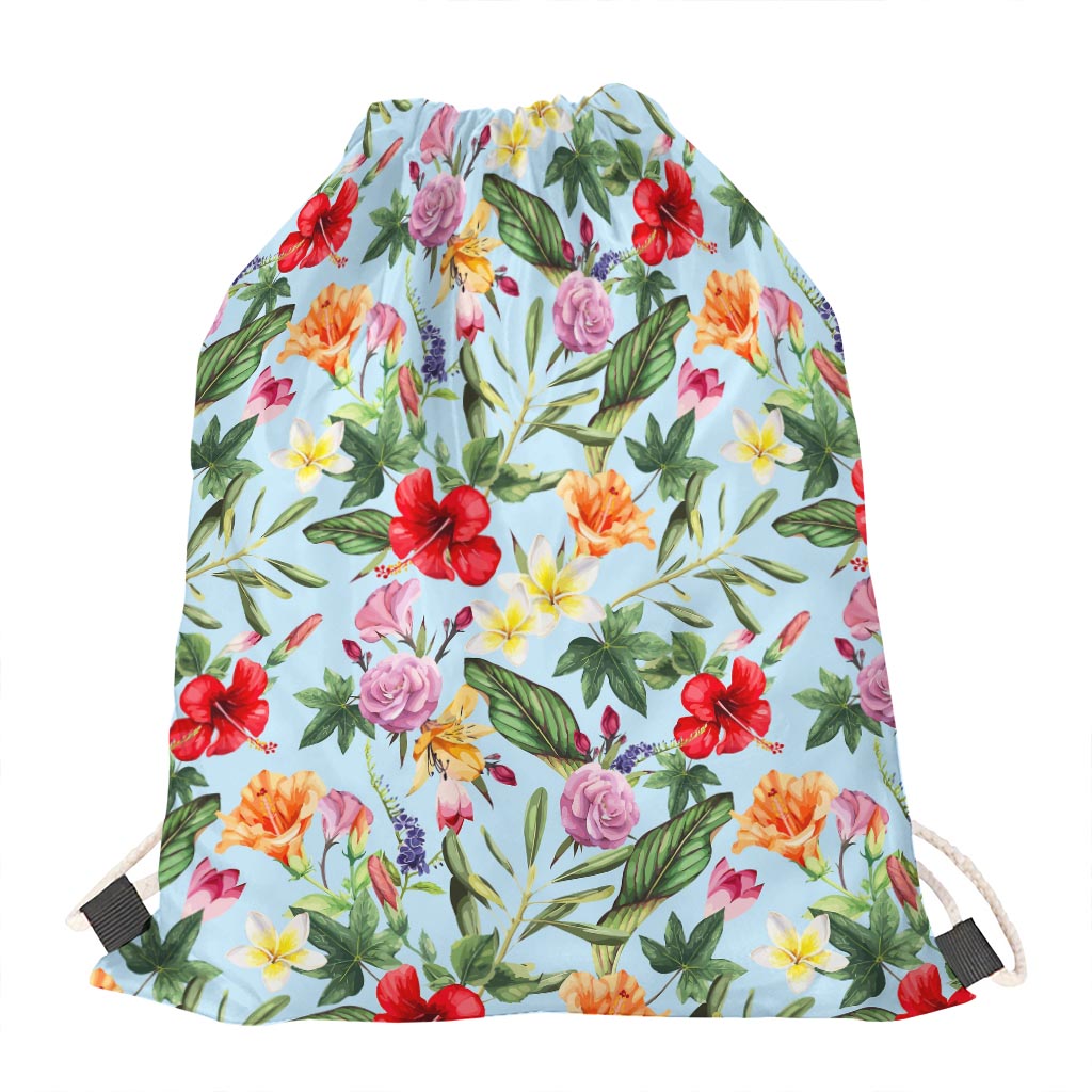 Hibiscus Flower Floral Pattern Print Drawstring Bag