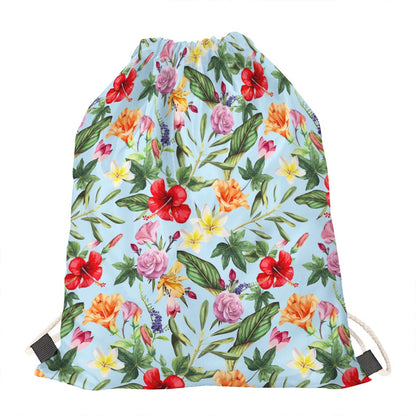 Hibiscus Flower Floral Pattern Print Drawstring Bag
