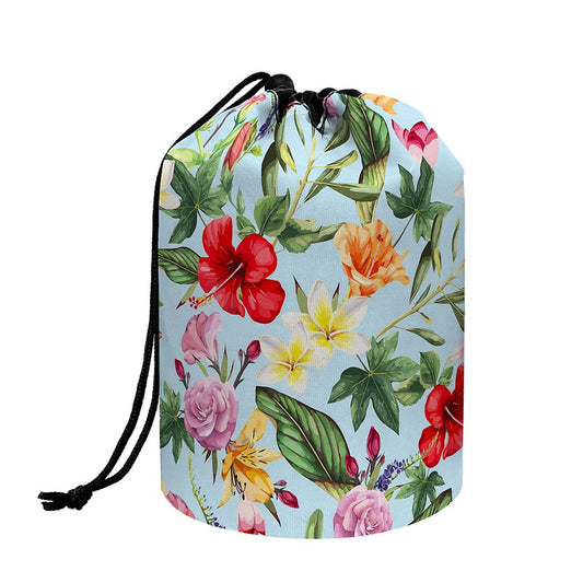 Hibiscus Flower Floral Pattern Print Drawstring Makeup Bag