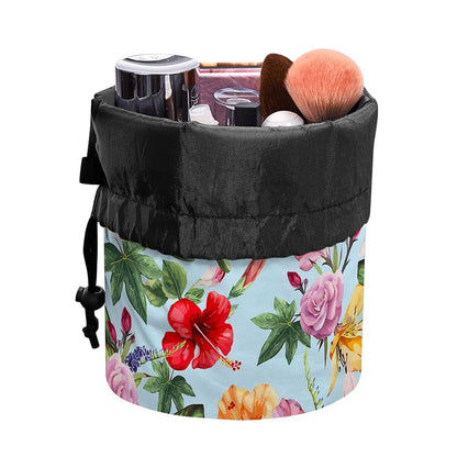 Hibiscus Flower Floral Pattern Print Drawstring Makeup Bag