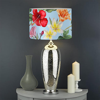 Hibiscus Flower Floral Pattern Print Drum Lamp Shade