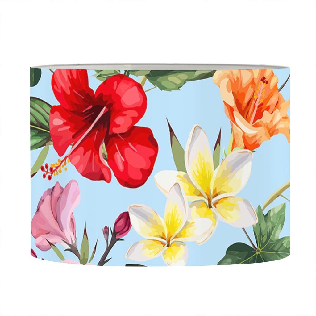 Hibiscus Flower Floral Pattern Print Drum Lamp Shade