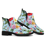 Hibiscus Flower Floral Pattern Print Flat Ankle Boots