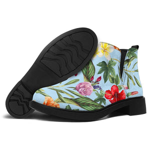 Hibiscus Flower Floral Pattern Print Flat Ankle Boots