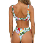Hibiscus Flower Floral Pattern Print Front Bow Tie Bikini