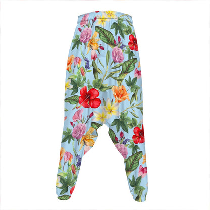 Hibiscus Flower Floral Pattern Print Hammer Pants