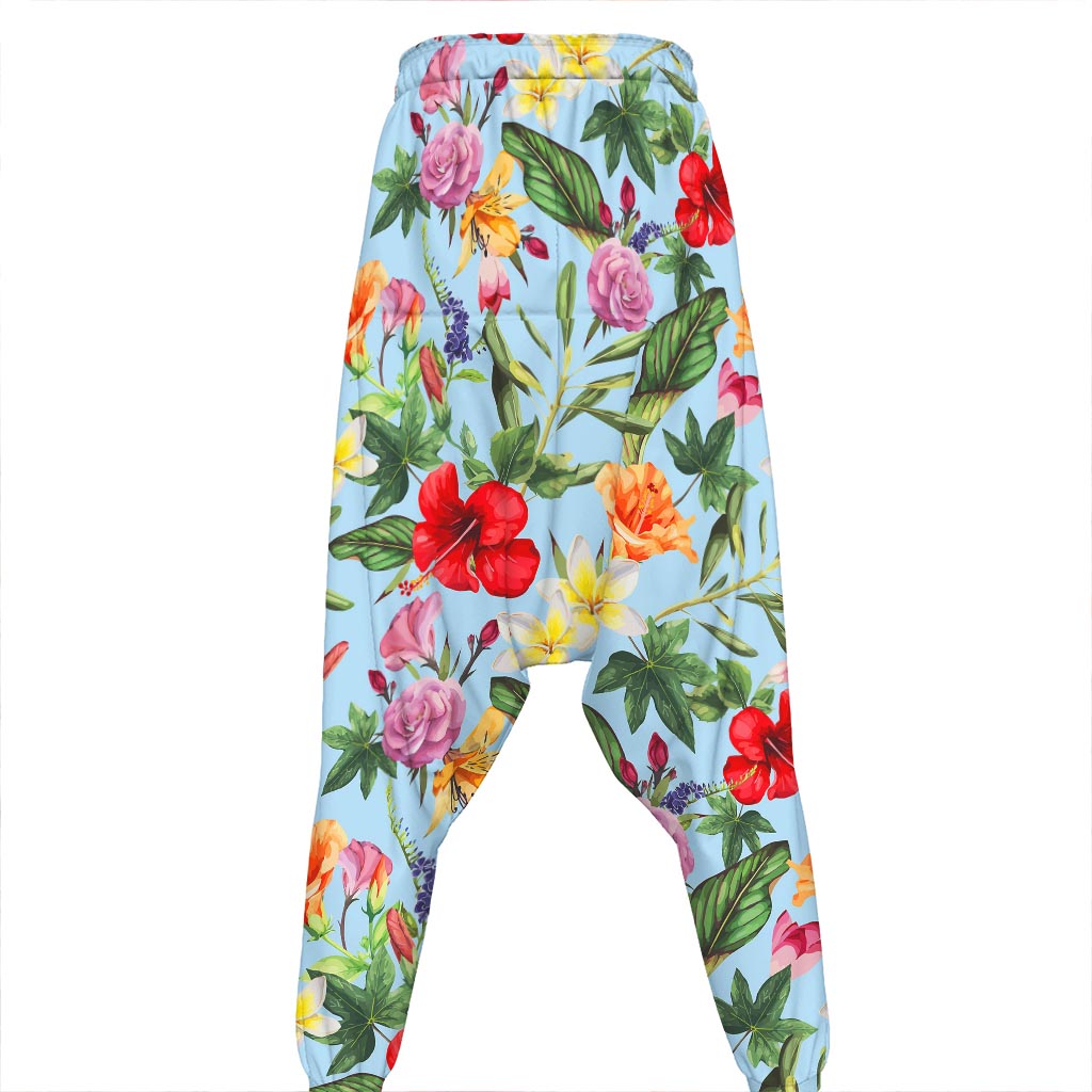 Hibiscus Flower Floral Pattern Print Hammer Pants