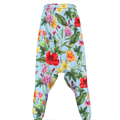 Hibiscus Flower Floral Pattern Print Hammer Pants