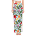 Hibiscus Flower Floral Pattern Print High Slit Maxi Skirt