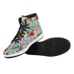 Hibiscus Flower Floral Pattern Print High Top Leather Sneakers