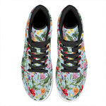 Hibiscus Flower Floral Pattern Print High Top Leather Sneakers