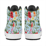 Hibiscus Flower Floral Pattern Print High Top Leather Sneakers