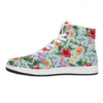 Hibiscus Flower Floral Pattern Print High Top Leather Sneakers