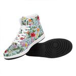 Hibiscus Flower Floral Pattern Print High Top Leather Sneakers