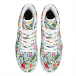 Hibiscus Flower Floral Pattern Print High Top Leather Sneakers