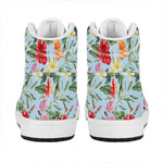 Hibiscus Flower Floral Pattern Print High Top Leather Sneakers