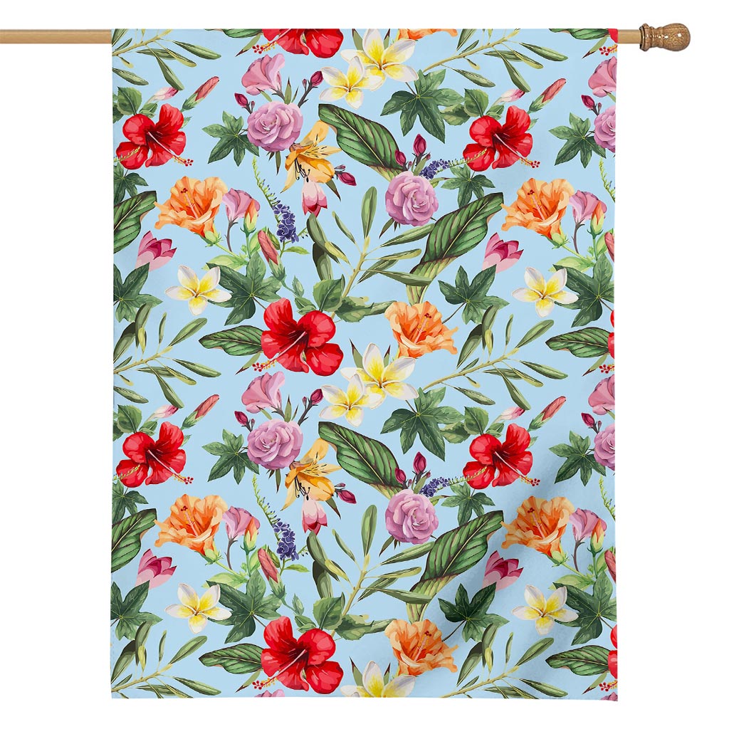Hibiscus Flower Floral Pattern Print House Flag