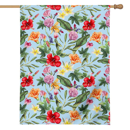 Hibiscus Flower Floral Pattern Print House Flag