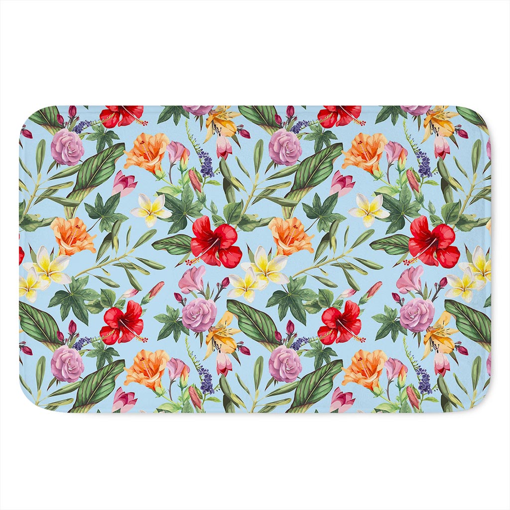 Hibiscus Flower Floral Pattern Print Indoor Door Mat
