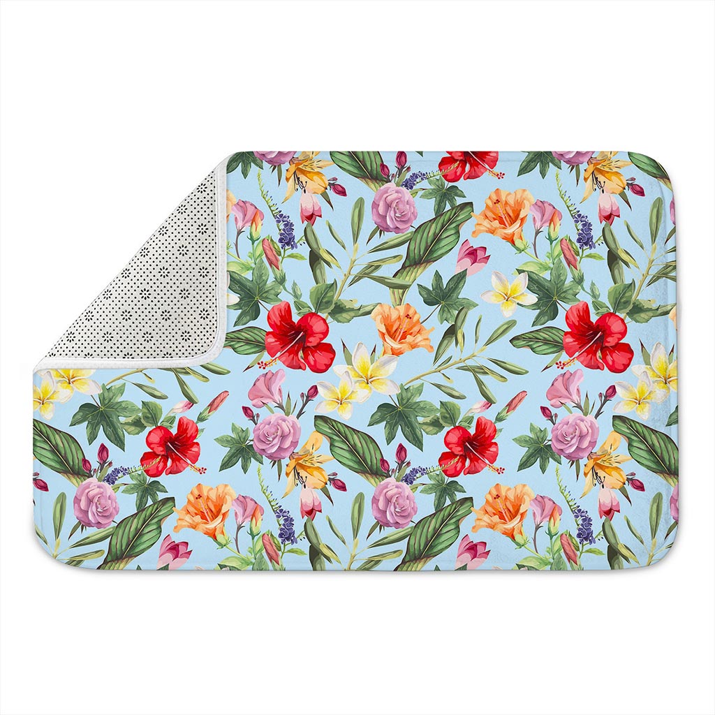 Hibiscus Flower Floral Pattern Print Indoor Door Mat