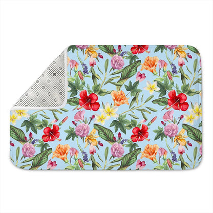 Hibiscus Flower Floral Pattern Print Indoor Door Mat