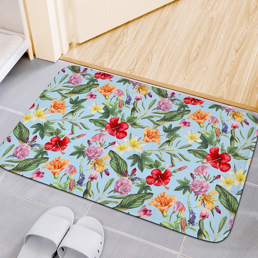 Hibiscus Flower Floral Pattern Print Indoor Door Mat