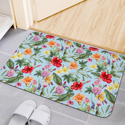 Hibiscus Flower Floral Pattern Print Indoor Door Mat