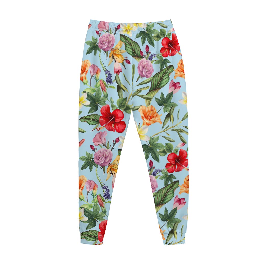 Hibiscus Flower Floral Pattern Print Jogger Pants