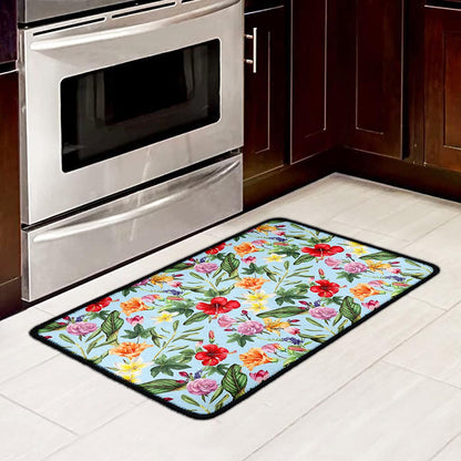 Hibiscus Flower Floral Pattern Print Kitchen Mat