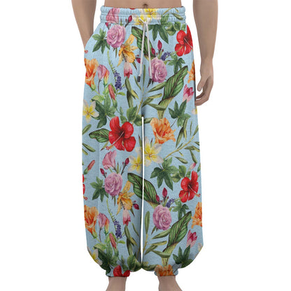 Hibiscus Flower Floral Pattern Print Lantern Pants