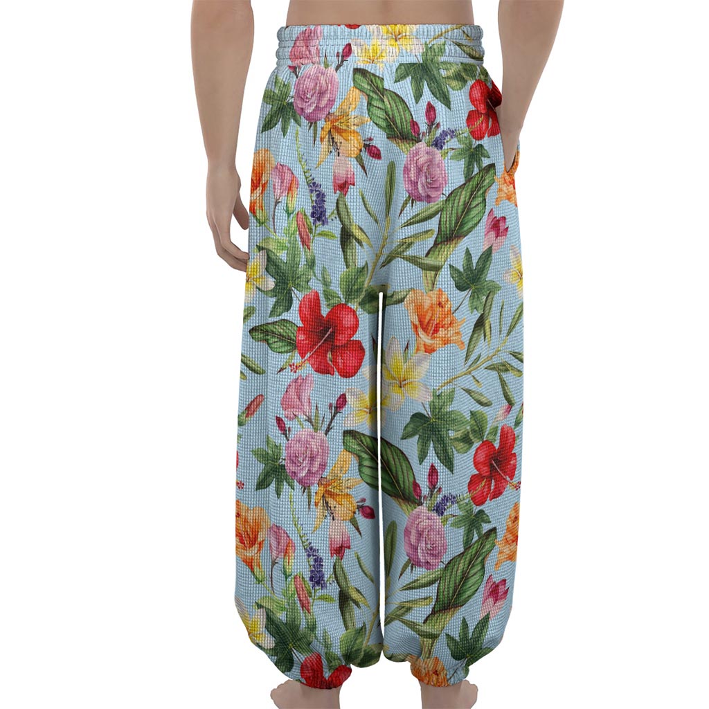 Hibiscus Flower Floral Pattern Print Lantern Pants