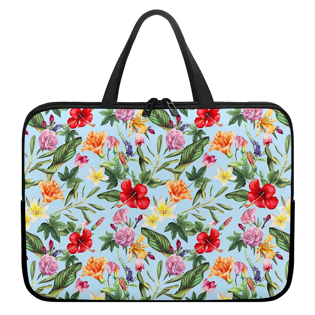 Hibiscus Flower Floral Pattern Print Laptop Sleeve With Handle