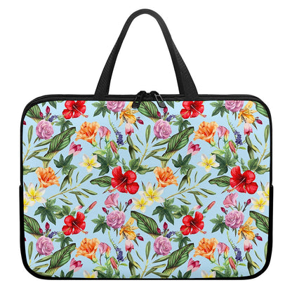 Hibiscus Flower Floral Pattern Print Laptop Sleeve With Handle