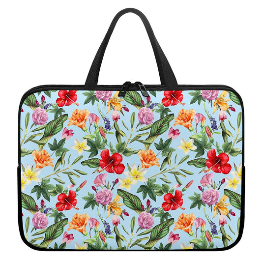 Hibiscus Flower Floral Pattern Print Laptop Sleeve With Handle