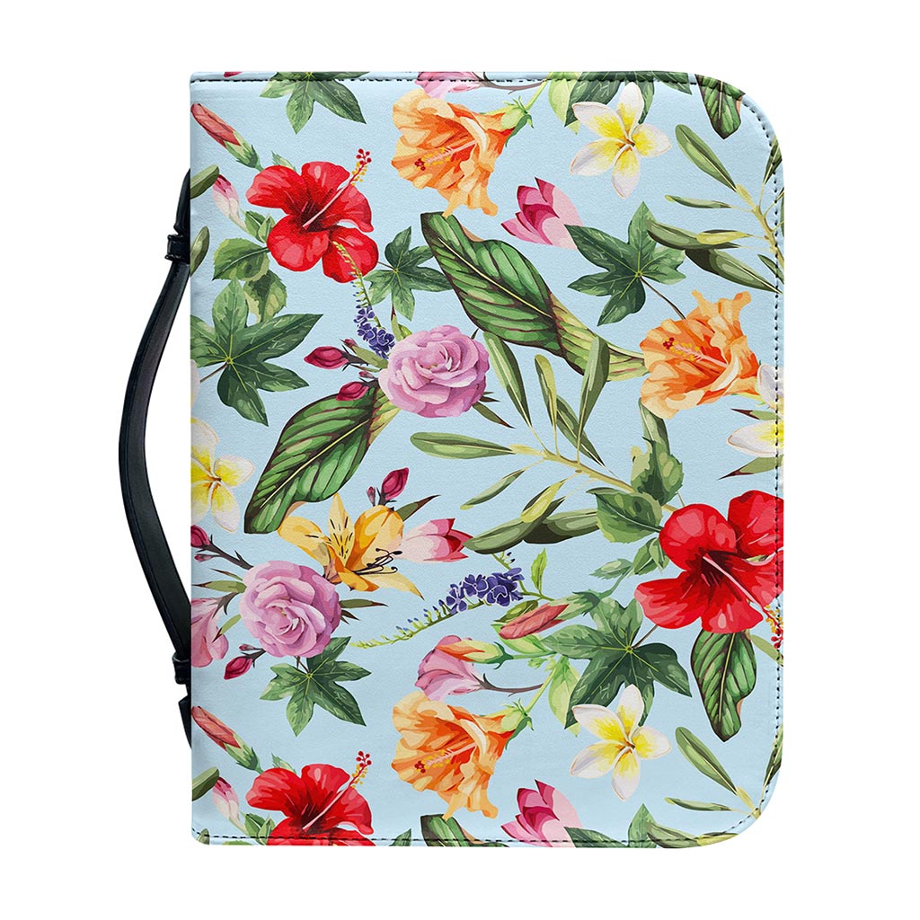 Hibiscus Flower Floral Pattern Print Leather Bible Cover