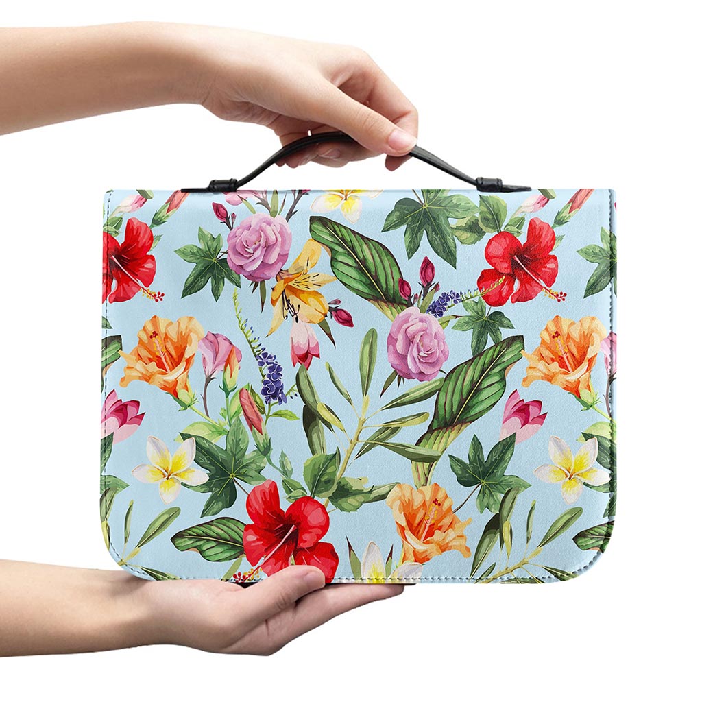 Hibiscus Flower Floral Pattern Print Leather Bible Cover