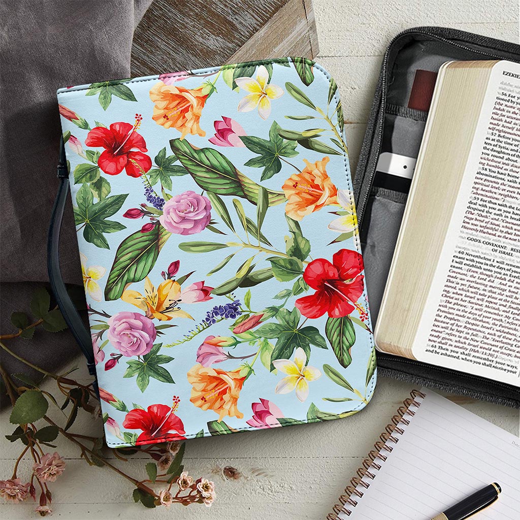 Hibiscus Flower Floral Pattern Print Leather Bible Cover
