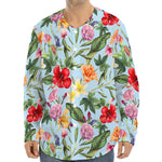 Hibiscus Flower Floral Pattern Print Long Sleeve Baseball Jersey