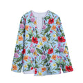 Hibiscus Flower Floral Pattern Print Long Sleeve Short Coat