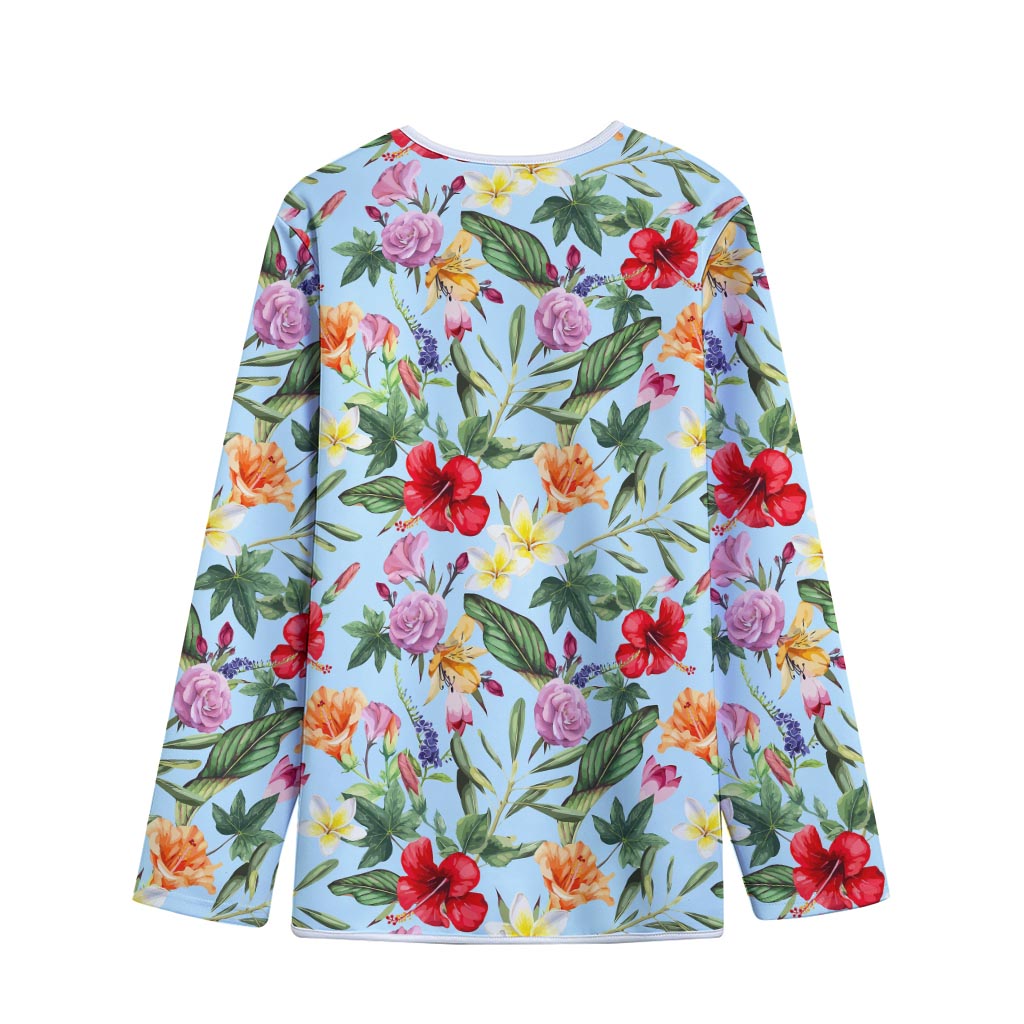 Hibiscus Flower Floral Pattern Print Long Sleeve Short Coat