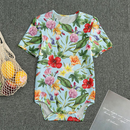 Hibiscus Flower Floral Pattern Print Men's Bodysuit