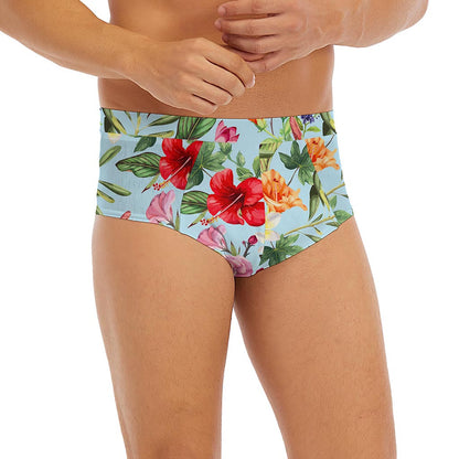 Hibiscus Flower Floral Pattern Print Men's Briefs