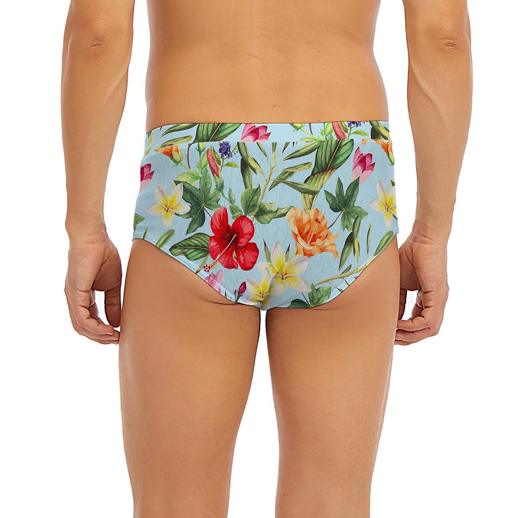 Hibiscus Flower Floral Pattern Print Men's Briefs