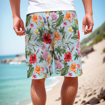 Hibiscus Flower Floral Pattern Print Men's Cargo Shorts